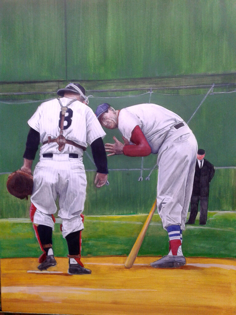 YOGI BERRA & TED WILLIAMS/watercolor & acrylic/ 30 X 26/price upon request